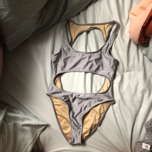 Los Angeles Apparel cutout bathing suit in silver - Picture 4 of 4